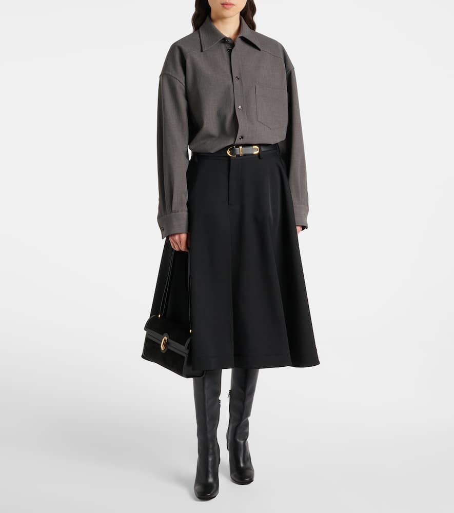 Savette Symmetry 26 leather-trimmed suede shoulder bag