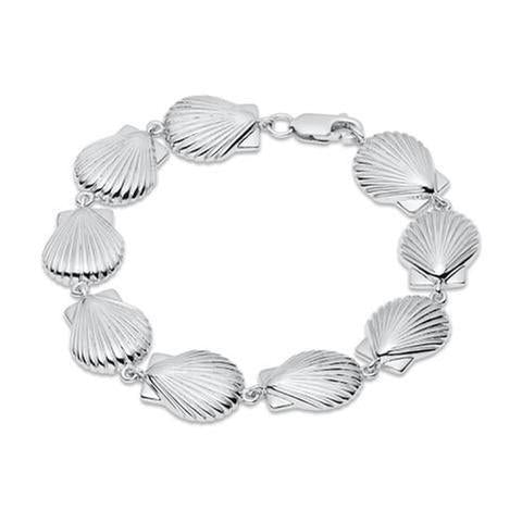 Scalloped Seashell Sterling Silver Bracelet