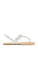 Schutz Acacia T Sandal in Metallic Silver, grey | Prata Flat Sandals for Women
