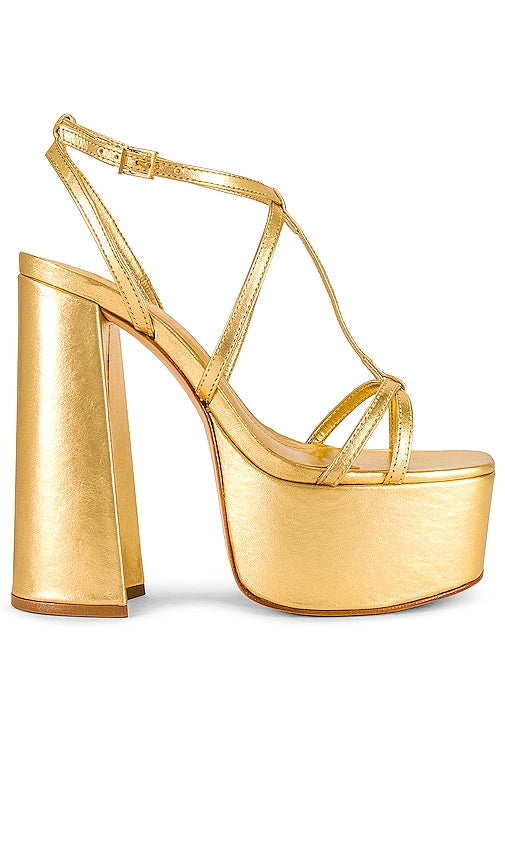 Schutz Adriana Platform in Metallic Gold - Plateforme Schutz Adriana en or métallisé - Schutz Adriana 金属金色厚底鞋 - Schutz Adriana-Plattform in Metallic-Gold - 메탈릭 골드 소재의 Schutz Adriana 플랫폼 - Piattaforma Schutz Adriana in oro metallizzato