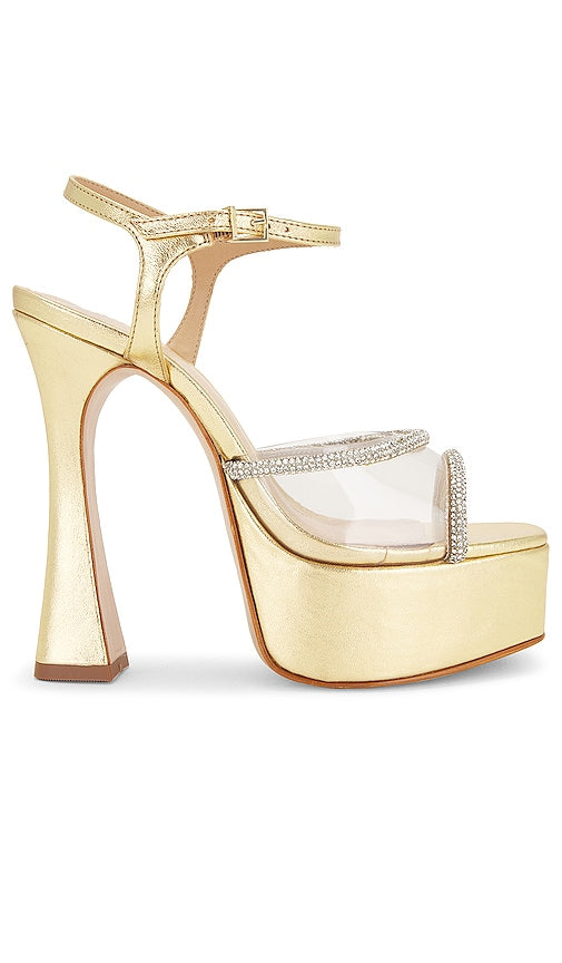 Schutz Aileen Platform Sandal in Metallic Gold - Sandale à plateforme Schutz Aileen en or métallisé - Schutz Aileen 金属金色厚底凉鞋 - Schutz Aileen Plateausandale in Metallic-Gold - 메탈릭 골드 소재의 Schutz Aileen 플랫폼 샌들 - Sandalo con plateau Schutz Aileen in oro metallizzato