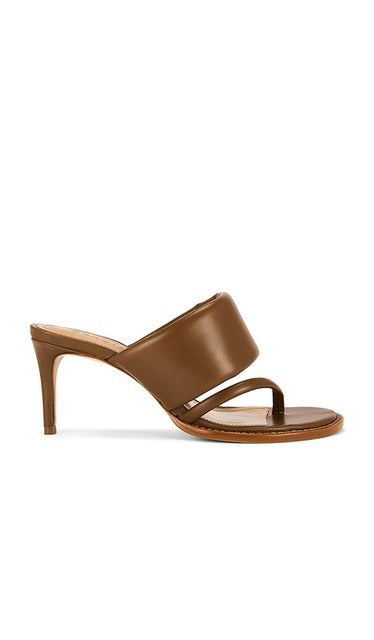 Schutz Alba Sandal in Brown | Caramel Coffee Open Toe Heels for Women