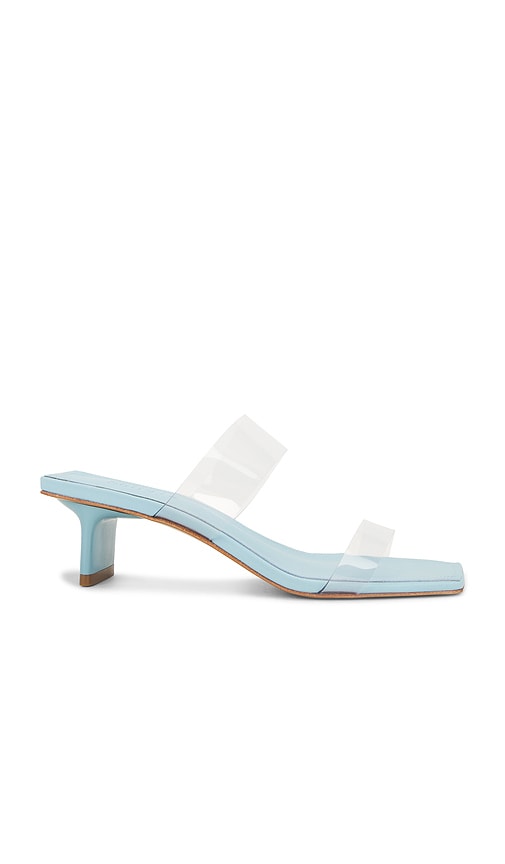 Schutz Ariella Tab Mid Sandal in Blue | Starlight Blue Heeled Sandals for Women