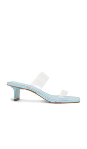 Schutz Ariella Tab Mid Sandal in Blue | Starlight Blue Heeled Sandals for Women