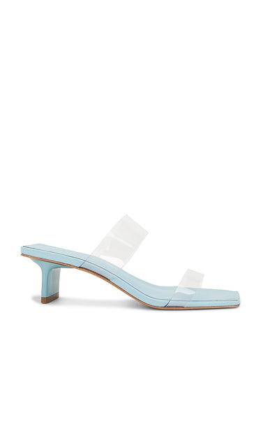Schutz Ariella Tab Mid Sandal in Blue | Starlight Blue Heeled Sandals for Women