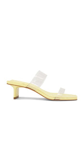 Schutz Ariella Tab Mid Sandal in Yellow | Limoncello Heeled Sandals for Women