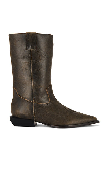 Schutz Ashley Boot in Black | Black Flat Boots for Women