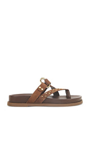 Schutz Aveline Sporty Sandal in Brown | Desert Brown Flat Sandals for Women