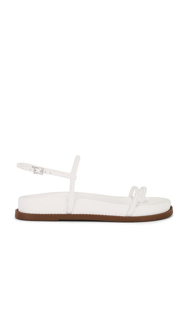 Schutz Azzy Sporty Sandal in White | White Flat Sandals for Women