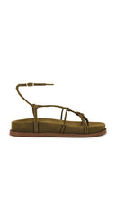 Schutz Calabria Mid Sandal in Olive | Matcha Strappy Sandals for Women