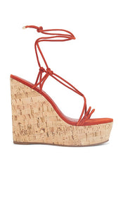 Schutz Calabria Wedge in Red | Sunset Ochre Open Toe Wedges for Women