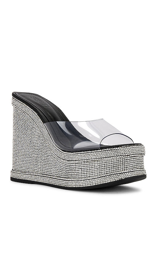 Schutz Dalle Shine Vinyl Sandal in Black