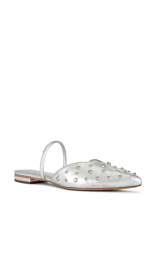 Schutz Gayle Flat in Metallic Silver