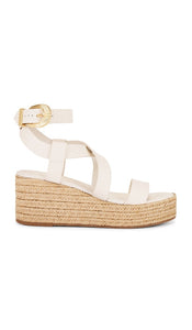 Schutz Harper Flatform Sandal in White | Pearl Platform Espadrilles for Women