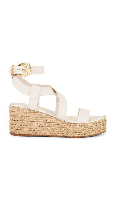 Schutz Harper Flatform Sandal in White | Pearl Platform Espadrilles for Women