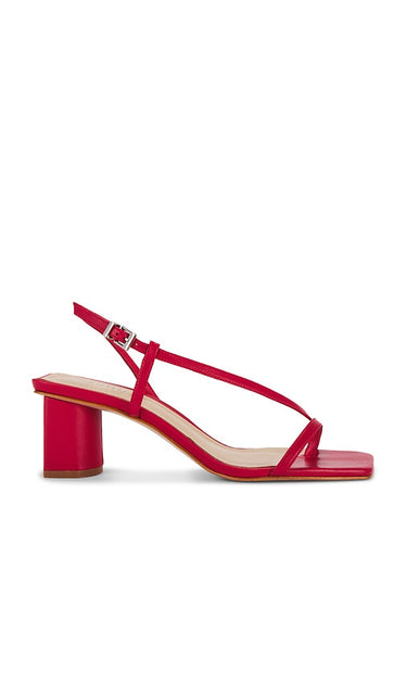 Schutz Heloise Mid Block Heel in Red | Scarlet Open Toe Heels for Women