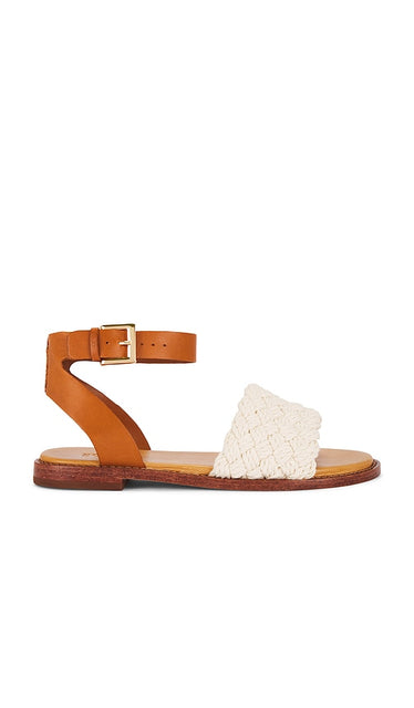 Schutz Isabel Flat Sandal in Brown | Cru Flat Sandals for Women