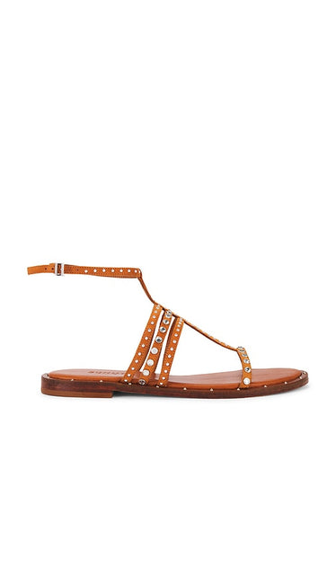 Schutz Isidora Sandal in Brown | Cuoio Brown Flat Sandals for Women