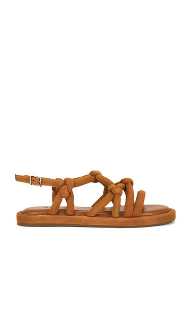 Schutz Janet Sandal in Brown | Cuoio Brown Strappy Flats for Women
