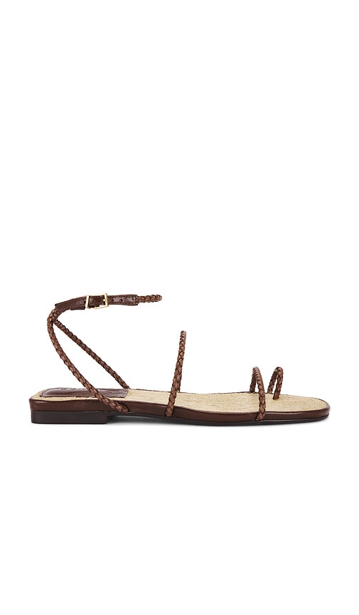Schutz Kaya Flat Sandal in Brown | Desert Brown Flat Sandals for Women