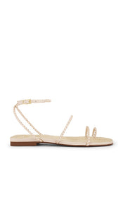 Schutz Kaya Flat Sandal in Cream | Off White Flat Sandals for Women