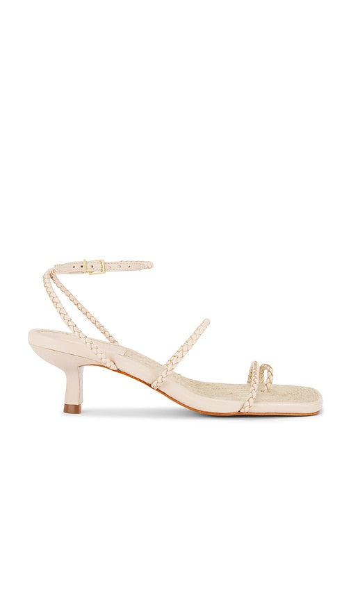 Schutz Kaya Mid Sandal in Cream | Off White Heeled Sandals for Women