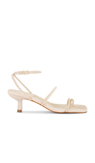 Schutz Kaya Mid Sandal in Cream | Off White Heeled Sandals for Women
