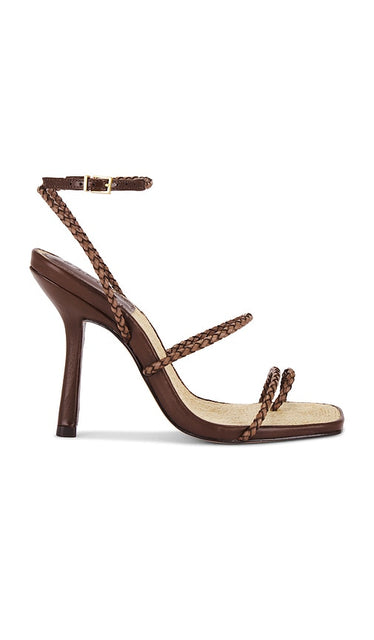 Schutz Kaya Sandal in Brown | Desert Brown Heeled Sandals for Women