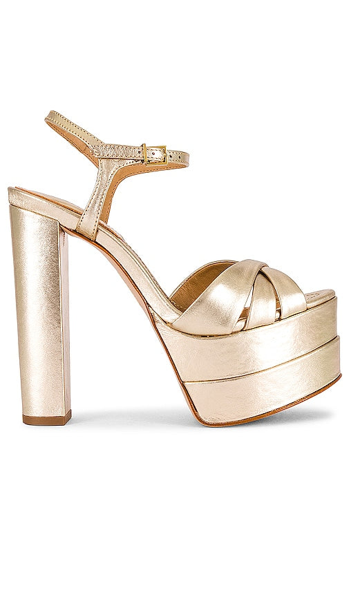 Schutz Keefa High Platform in Metallic Gold - Plateforme haute Schutz Keefa en or métallisé - Schutz Keefa 金属金色高跟鞋 - Hohe Schutz Keefa-Plattform in Metallic-Gold - 메탈릭 골드 소재의 Schutz Keefa 하이 플랫폼 - Piattaforma alta Schutz Keefa in oro metallizzato