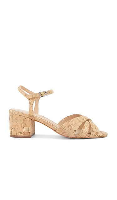 Schutz Keefa Mid Block Heel in Neutral | Natural Heeled Sandals for Women
