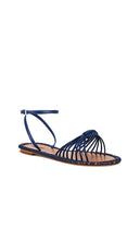 Schutz Livia Flat Sandal in Navy