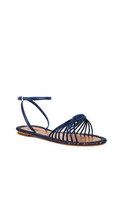 Schutz Livia Flat Sandal in Navy