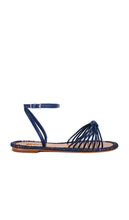 Schutz Livia Flat Sandal in Navy | Infinite Blue Flat Sandals for Women