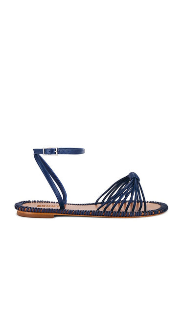 Schutz Livia Flat Sandal in Navy | Infinite Blue Flat Sandals for Women