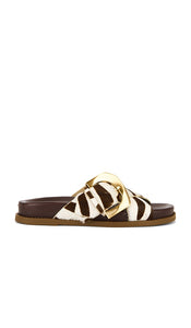 Schutz Lois Sporty Sandal in Brown | Off Brown Flat Sandals for Women