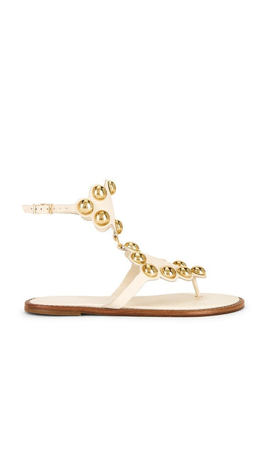 Schutz Miist Sandal in White | Sugar White Flat Sandals for Women