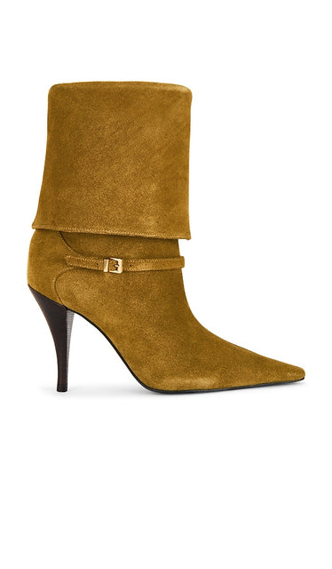 Schutz Rudy Buckle Boot in Olive | Dried Pistachio Heeled Boots for Women