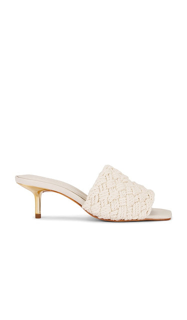 Schutz Tiana Mid Sandal in Beige | Beige Open Toe Mules for Women