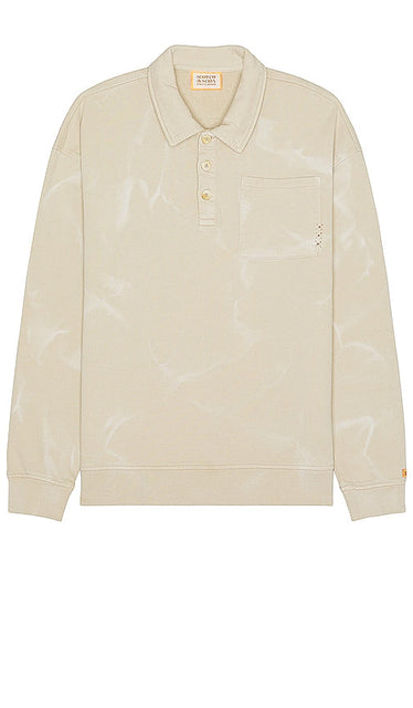 Scotch & Soda Washed Polo Sweatshirt in Beige - Scotch & Soda - Sweat-shirt polo délavé en beige - Scotch & Soda 米色水洗 Polo 衫 - Scotch & Soda verwaschenes Polo-Sweatshirt in Beige - Scotch & Soda 워시드 폴로 스웨트셔츠 베이지 색상 - Felpa polo lavata Scotch & Soda in beige