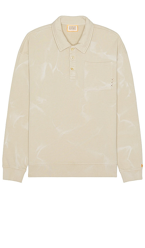Scotch & Soda Washed Polo Sweatshirt in Beige - Scotch & Soda - Sweat-shirt polo délavé en beige - Scotch & Soda 米色水洗 Polo 衫 - Scotch & Soda verwaschenes Polo-Sweatshirt in Beige - Scotch & Soda 워시드 폴로 스웨트셔츠 베이지 색상 - Felpa polo lavata Scotch & Soda in beige