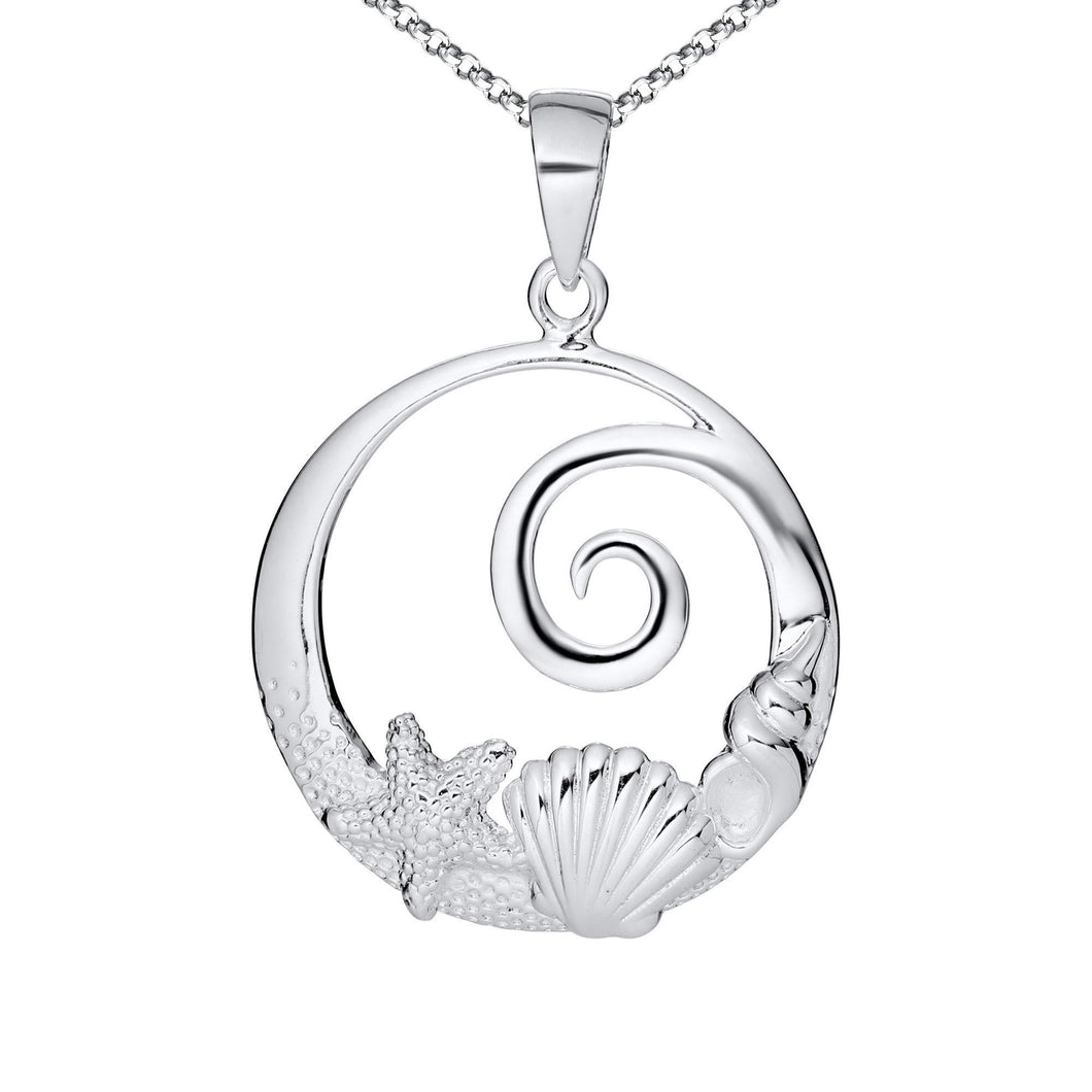 Sea Life Sterling Silver Pendant Necklace