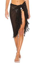 Seafolly Pom Pom Sarong in Black - Sarong à pompons Seafolly en noir - Seafolly 黑色 Pom Pom 纱笼 - Seafolly Pom Pom Sarong in Schwarz - Seafolly 폼폼사롱 블랙 색상 - Seafolly Pom Pom Sarong in nero