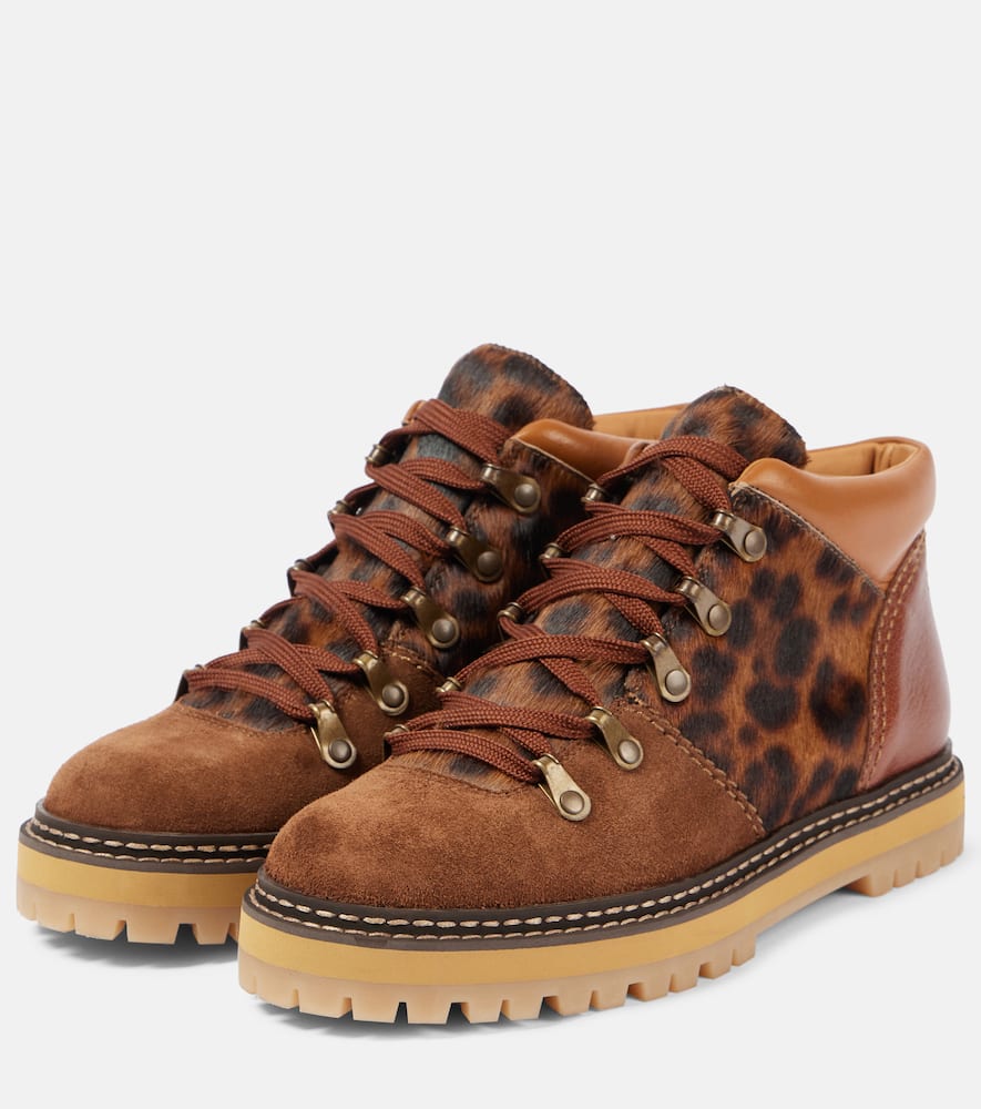 See By Chloe Eileen leopard-print suede lace-up boots