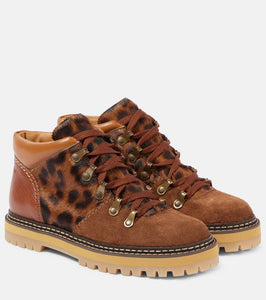 See By Chloe Eileen leopard-print suede lace-up boots