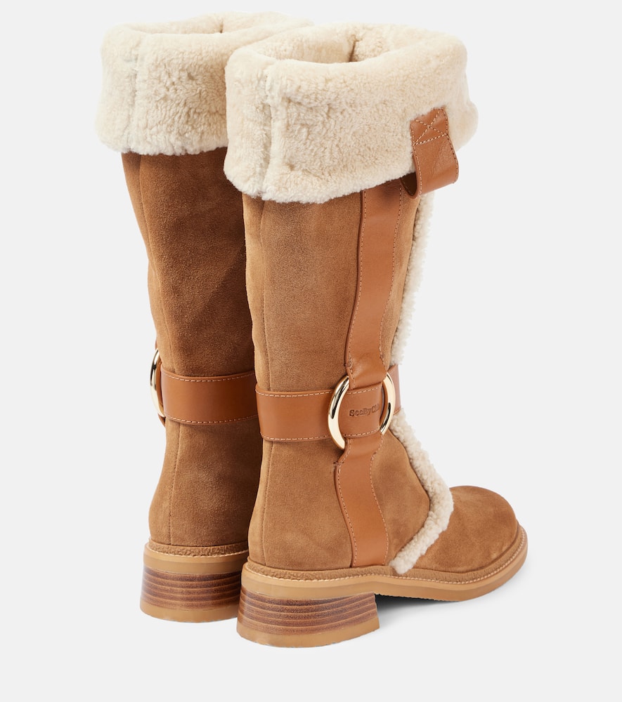 See By Chloe New Ring suede and shearling knee-high boots