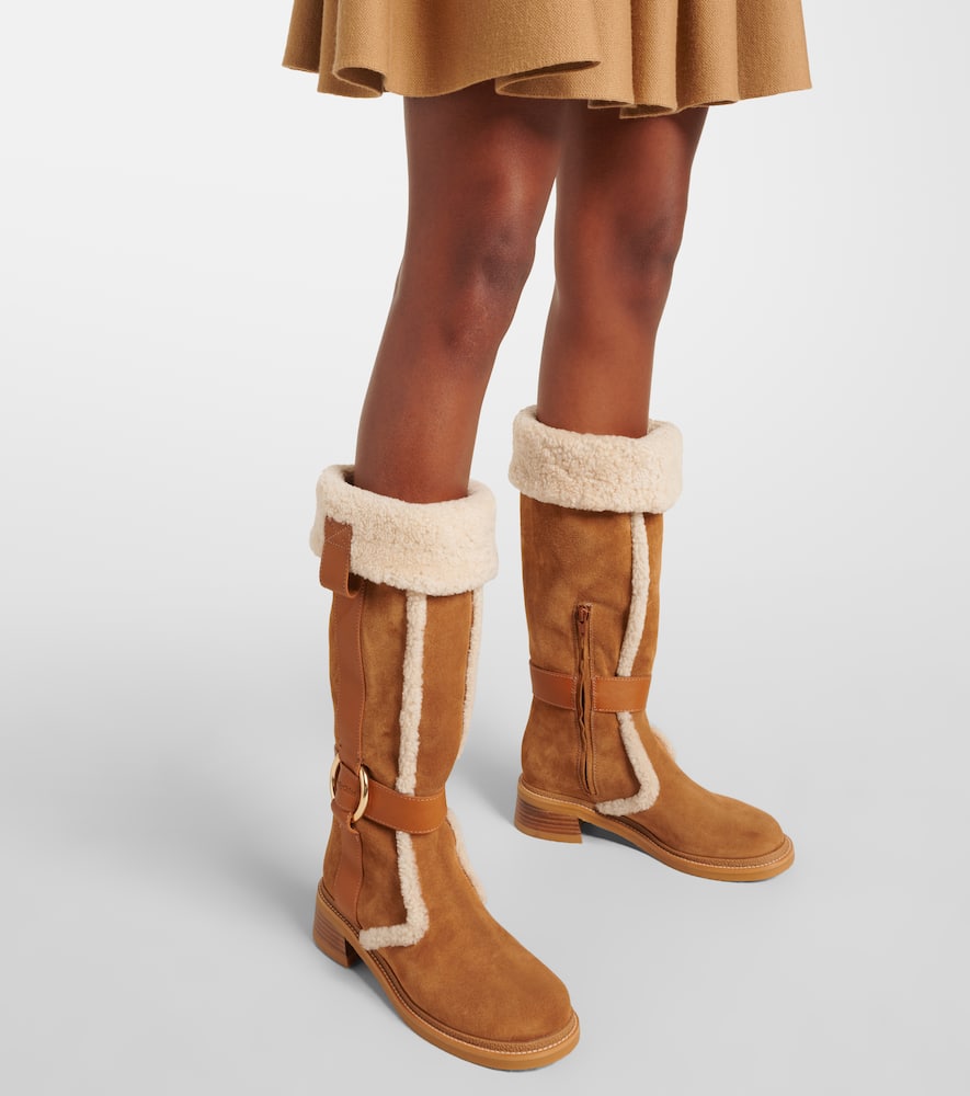 See By Chloe New Ring suede and shearling knee-high boots