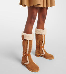 See By Chloe New Ring suede and shearling knee-high boots