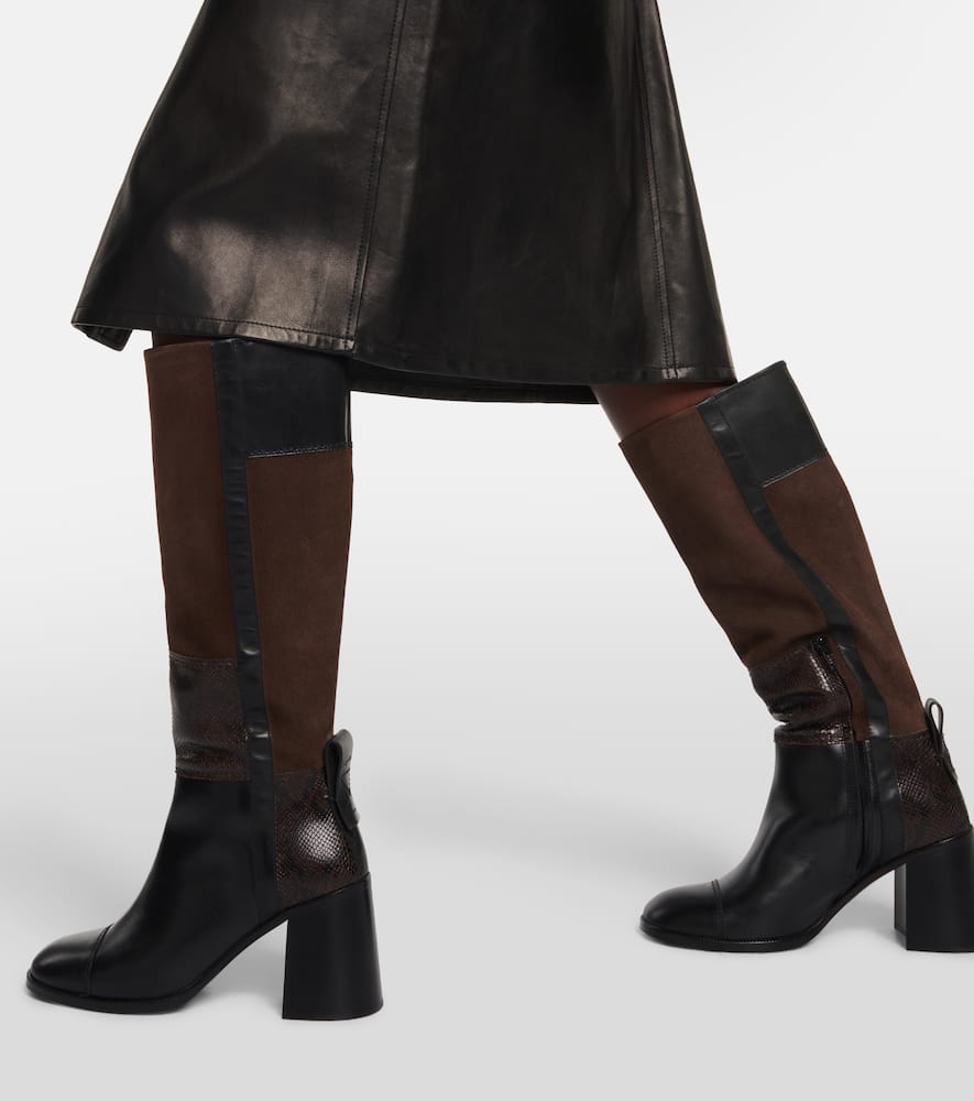 See By Chloe Patchwork leather and suede knee-high boots