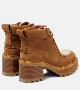 See By Chloe Shearling-trimmed suede ankle boots