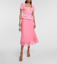 Self-Portrait Boucl√É¬© and chiffon midi dress